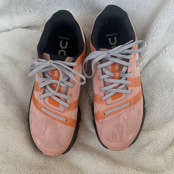 On Running Women's Athletic Shoes in Pink and Orange - Picture 2 of 8